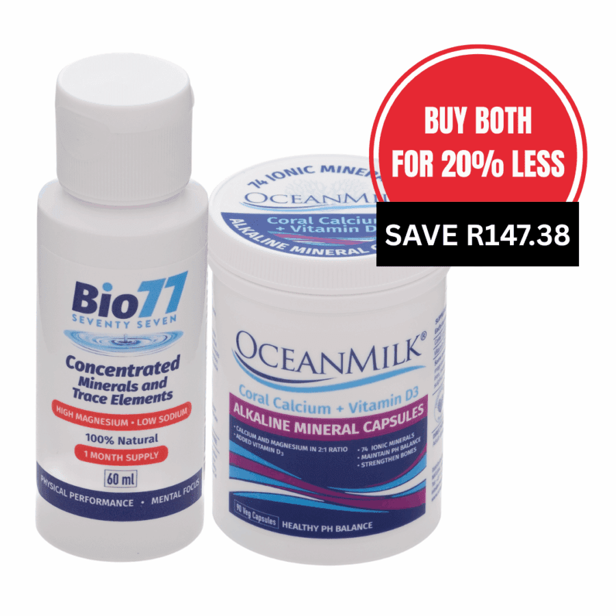 COMBO DEAL - Bio77® Concentrated Minerals 60ml PLUS OCEANMILK® – Alkaline Mineral Capsules